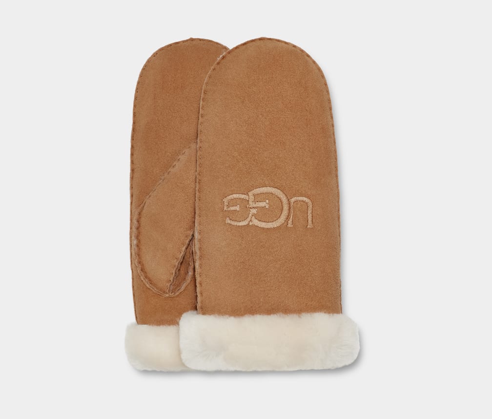 Women's Shearling UGG Embroider Mitten