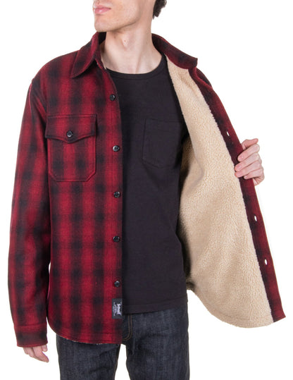 Schott NYC Plaid Wool Blend Faux Sherpa Lined CPO Shirt