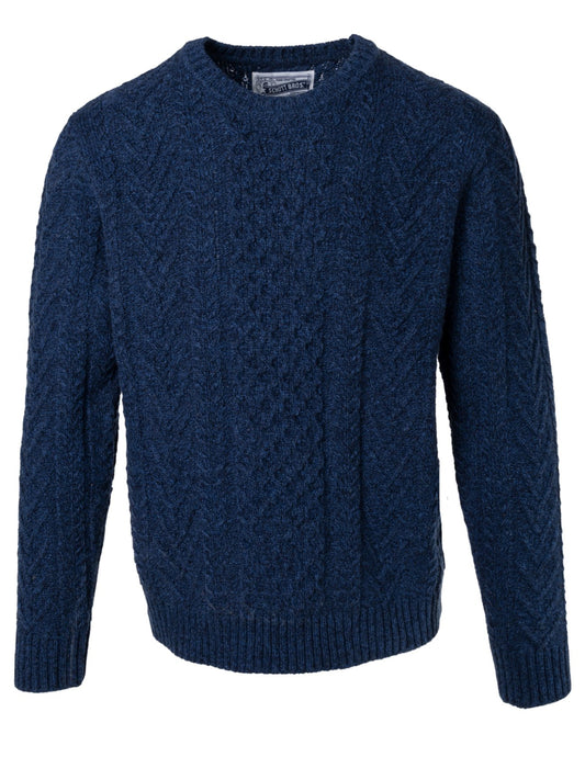 Schott NYC Midweight Wool Cable Knit Crew Neck Sweater